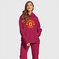 Женский костюм оверсайз Манчестер Юнайтед фк спорт, цвет: маджента — фото 2