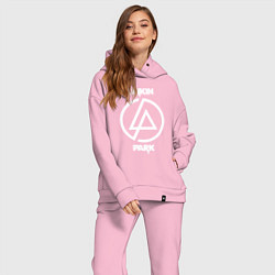 Женский костюм оверсайз Linkin Park logo, цвет: светло-розовый — фото 2