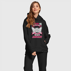 Женский костюм оверсайз Women are created equal, but the best in January, цвет: черный — фото 2