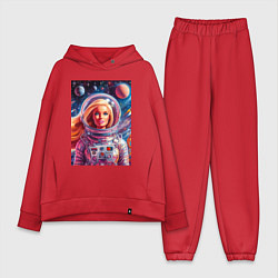 Женский костюм оверсайз Красавица Барби в космосе - нейросеть, цвет: красный