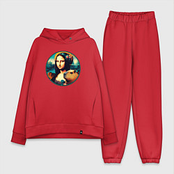 Женский костюм оверсайз Ai art - Мона Лиза с капибарой, цвет: красный