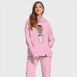 Женский костюм оверсайз Skibidi Toilet mad, цвет: светло-розовый — фото 2