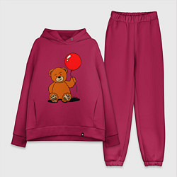 Женский костюм оверсайз Плюшевый медведь с воздушным шариком, цвет: маджента