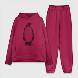 Женский костюм оверсайз Пингвин стоит, цвет: маджента