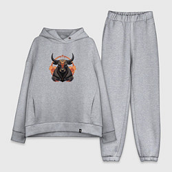 Женский костюм оверсайз Дзен-бык с цветами, цвет: меланж