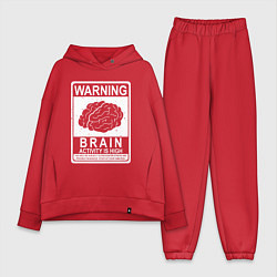 Женский костюм оверсайз Warning - high brain activity, цвет: красный