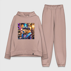 Женский костюм оверсайз Мем капибара в цилиндре стиль стимпанк