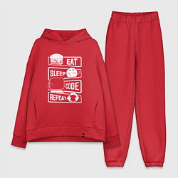 Женский костюм оверсайз Eat sleep code repeat арт