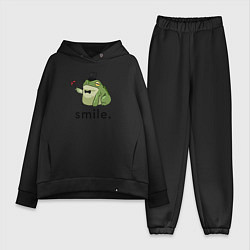 Женский костюм оверсайз Лягушка - smile, цвет: черный