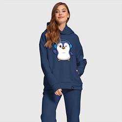Женский костюм оверсайз Привет от пингвина, цвет: тёмно-синий — фото 2