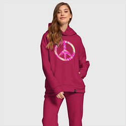 Женский костюм оверсайз Pink peace, цвет: маджента — фото 2