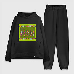 Женский костюм оверсайз Цветы и листья: for mom, цвет: черный