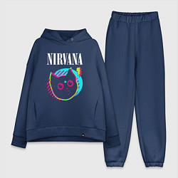 Женский костюм оверсайз Nirvana rock star cat, цвет: тёмно-синий