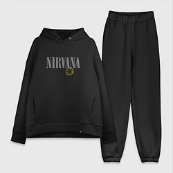 Женский костюм оверсайз Nirvana logo smile, цвет: черный