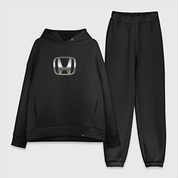 Женский костюм оверсайз Honda logo auto grey, цвет: черный