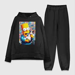 Женский костюм оверсайз Bart Simpson with a kitten - ai art