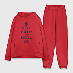 Женский костюм оверсайз Keep calm and ninja on, цвет: красный