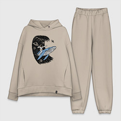 Женский костюм оверсайз Космонавт и кит