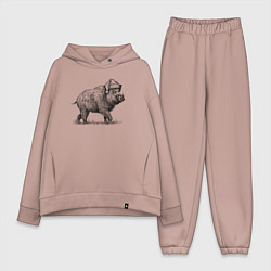 Женский костюм оверсайз Новогодний кабан