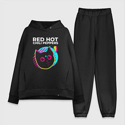 Женский костюм оверсайз Red Hot Chili Peppers rock star cat, цвет: черный