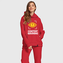 Женский костюм оверсайз Content Warning logo, цвет: красный — фото 2