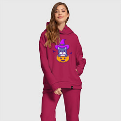 Женский костюм оверсайз Kitty halloween, цвет: маджента — фото 2