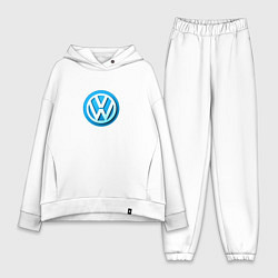 Женский костюм оверсайз Volkswagen logo blue, цвет: белый