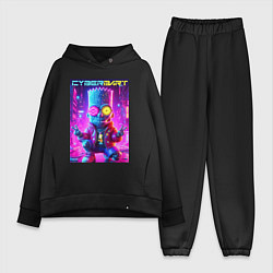 Женский костюм оверсайз Cyber Bart in metropolis - neon glow, цвет: черный