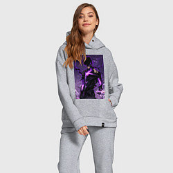 Женский костюм оверсайз Поднятие уровня в одиночку Джину Сон теневая броня, цвет: меланж — фото 2