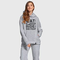 Женский костюм оверсайз Eat sleep ride repeat, цвет: меланж — фото 2