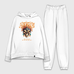 Женский костюм оверсайз Тату черепа индейца, цвет: белый