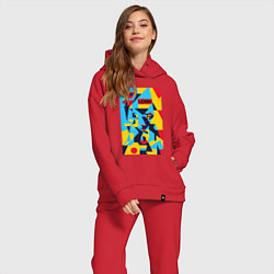 Женский костюм оверсайз Владимир Ленин - кубизм, цвет: красный — фото 2