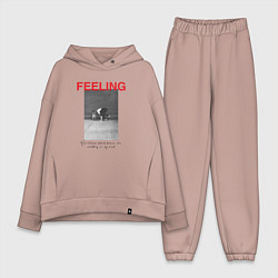Женский костюм оверсайз Feeling quote, цвет: пыльно-розовый