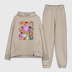 Женский костюм оверсайз Y2K hope heart - cartoon pop art childrens drawing