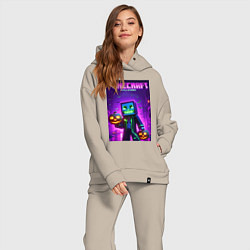 Женский костюм оверсайз Minecraft - halloween neon glow, цвет: миндальный — фото 2