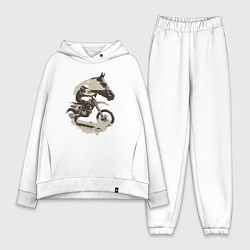 Женский костюм оверсайз Мотокросс и лошади, цвет: белый