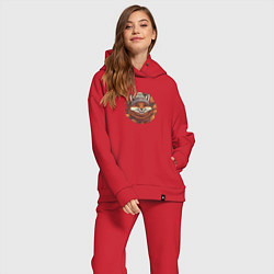 Женский костюм оверсайз Лис в шапке и шарфе, цвет: красный — фото 2