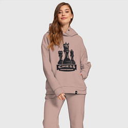 Женский костюм оверсайз Chess championship, цвет: пыльно-розовый — фото 2