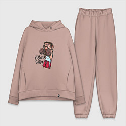 Женский костюм оверсайз Не используй руки - используй мозги, цвет: пыльно-розовый