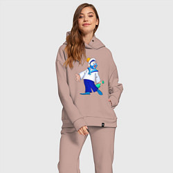 Женский костюм оверсайз Морячок, цвет: пыльно-розовый — фото 2