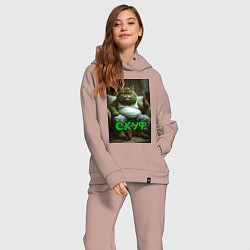 Женский костюм оверсайз Кот скуф, цвет: пыльно-розовый — фото 2