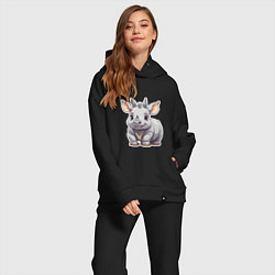 Женский костюм оверсайз Серый носорог, цвет: черный — фото 2