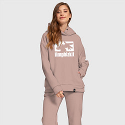 Женский костюм оверсайз Limp Bizkit - logo, цвет: пыльно-розовый — фото 2