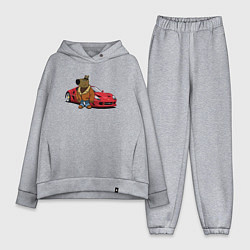 Женский костюм оверсайз Чиловый парень на красном автомобиле, цвет: меланж