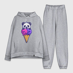 Женский костюм оверсайз Panda ice cream, цвет: меланж