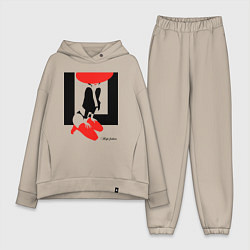 Женский костюм оверсайз Девушка в красной шляпе