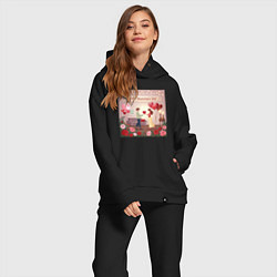 Женский костюм оверсайз Валентинин день, цвет: черный — фото 2