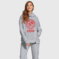 Женский костюм оверсайз Герб СССР - Союз Советских Социалистических Респуб, цвет: меланж — фото 2