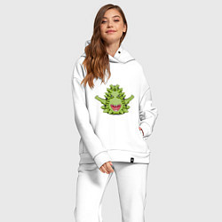 Женский костюм оверсайз Cartoon monster with spikes green, цвет: белый — фото 2