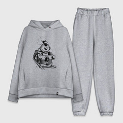 Женский костюм оверсайз Векторный паровоз, цвет: меланж